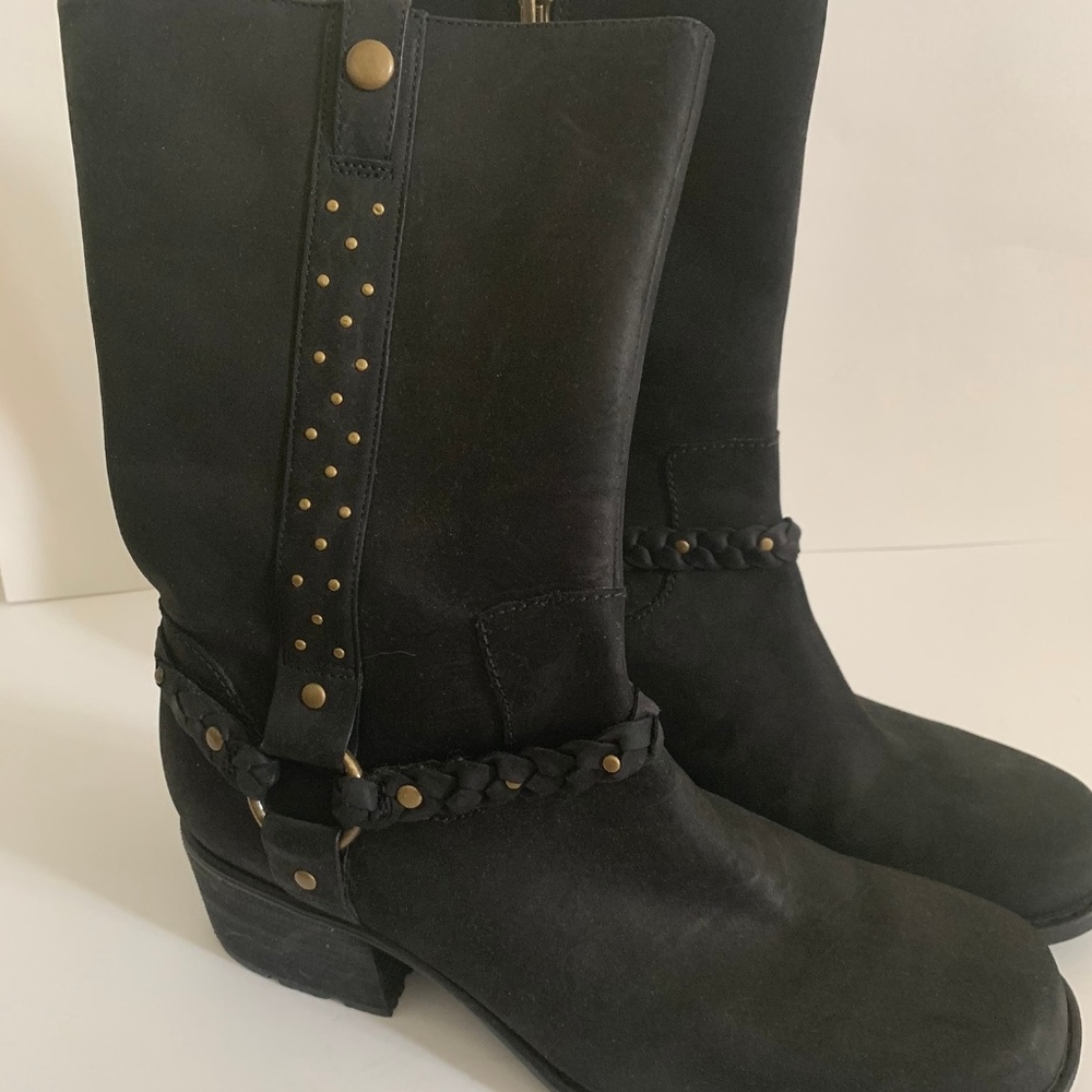 Black Suede Moto Boots